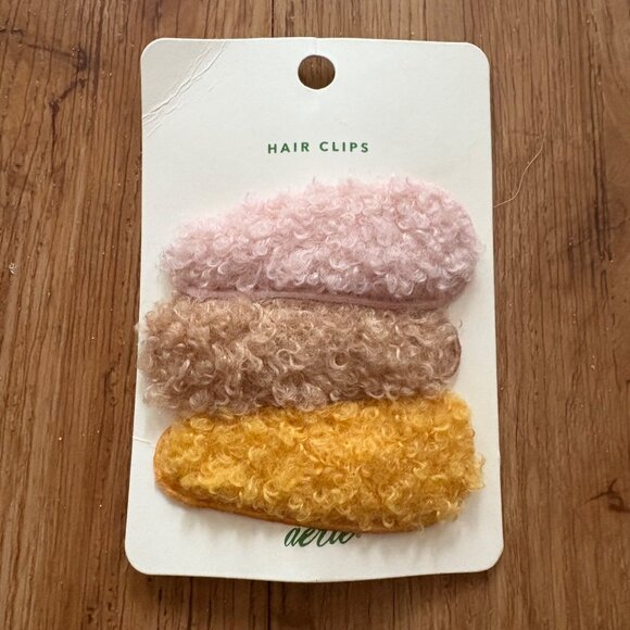 Aerie Soft Fleece Top Bendable Snap Hair Clips 3 Pack NWT One Size - Picture 2 of 4